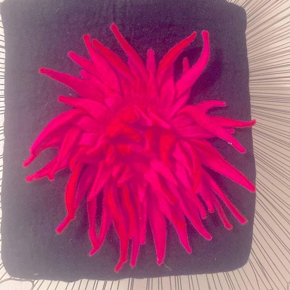 HWD Tote Bag with Pink Floral 100% Wool Made in Nepal Black
